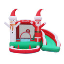 Castillo inflable con temática navideña